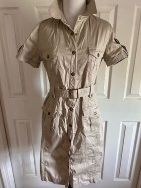 Calvin Klein Khaki Utility Shirt Dress with Belt